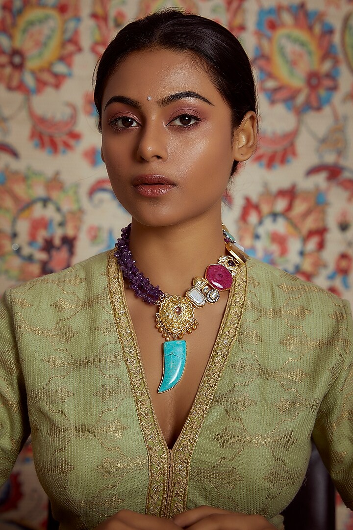 Gold Finish Freshwater Pearl Necklace by Tad Accessories at Pernia's Pop Up Shop