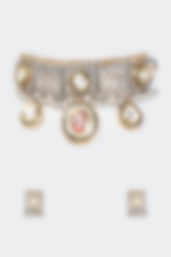 Two Tone Finish Semi Precious Stone Necklace by Tad Accessories at Pernia's Pop Up Shop