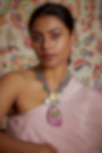 Two Tone Finish Semi Precious Stone Necklace by Tad Accessories at Pernia's Pop Up Shop