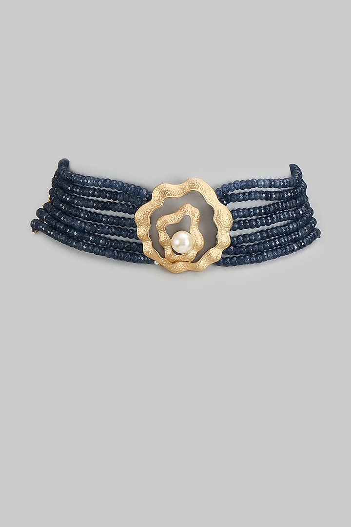 Gold Finish Kundan Polki Choker Necklace by Tad Accessories at Pernia's Pop Up Shop