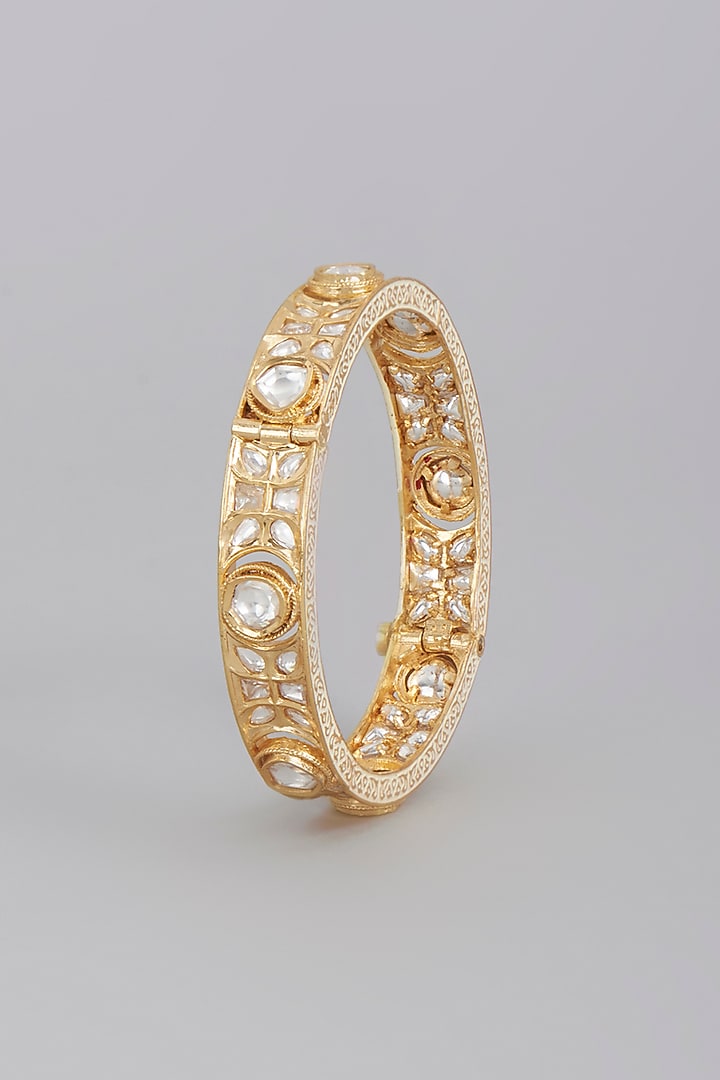 Gold Finish Imitation Kundan Polki Bangle by Tad Accessories at Pernia's Pop Up Shop