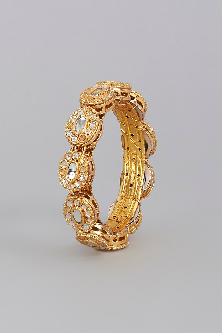 Gold Finish Imitation Kundan Polki Bangle by Tad Accessories at Pernia's Pop Up Shop