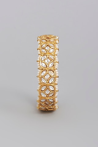 Gold Finish Bangle Set With Imitation Kundan Polki by Tad Accessories