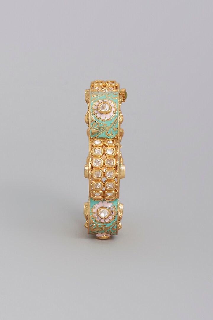 Gold Finish Meenakari Bangle by Tad Accessories at Pernia's Pop Up Shop