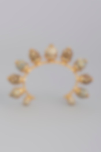 Gold Finish Faux Pearls Handcuff by Tad Accessories