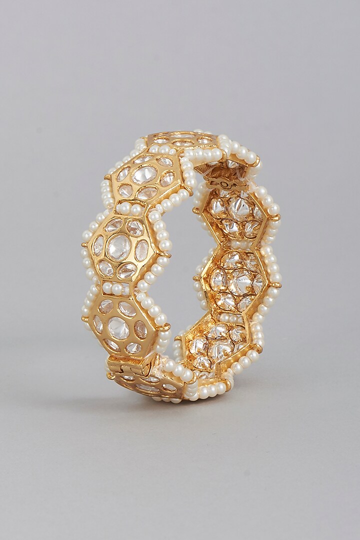 Gold Finish Imitation Kundan Polki Bangle by Tad Accessories at Pernia's Pop Up Shop