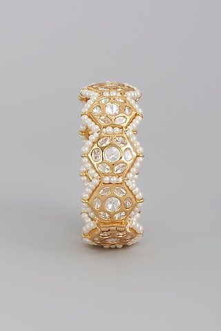 Gold Finish Imitation Kundan Polki Bangle by Tad Accessories