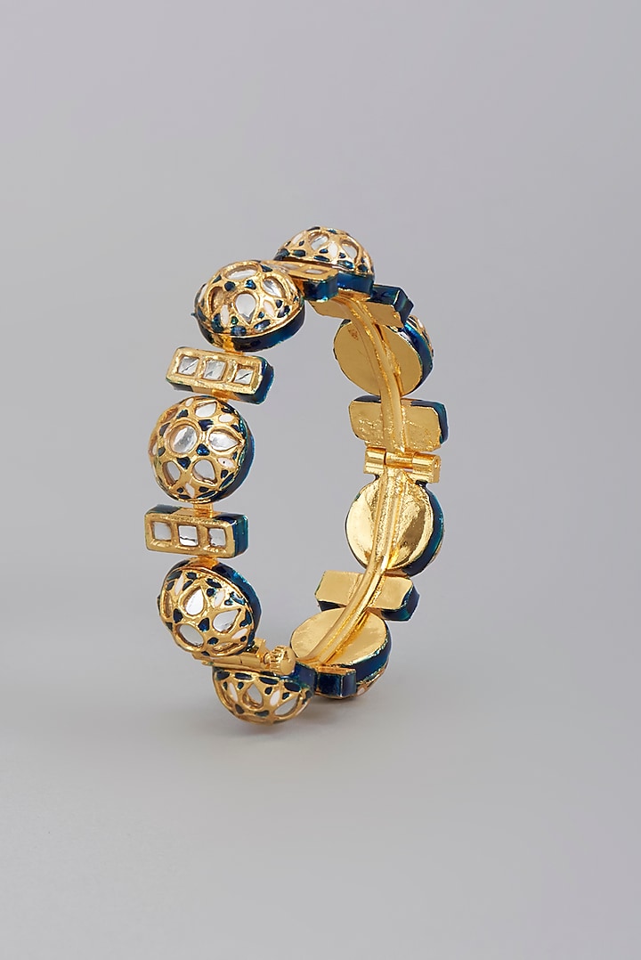 Gold Finish Meenakari Imitation Kundan Polki Bangle by Tad Accessories at Pernia's Pop Up Shop