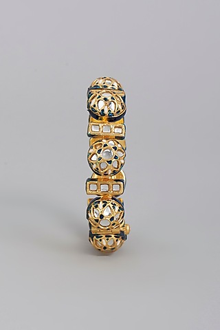 Gold Finish Meenakari Imitation Kundan Polki Bangle by Tad Accessories