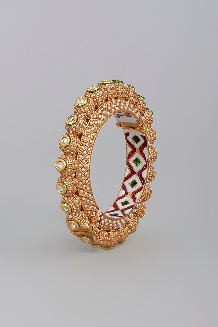 Gold Finish Meenakari Bangle by Tad Accessories at Pernia's Pop Up Shop