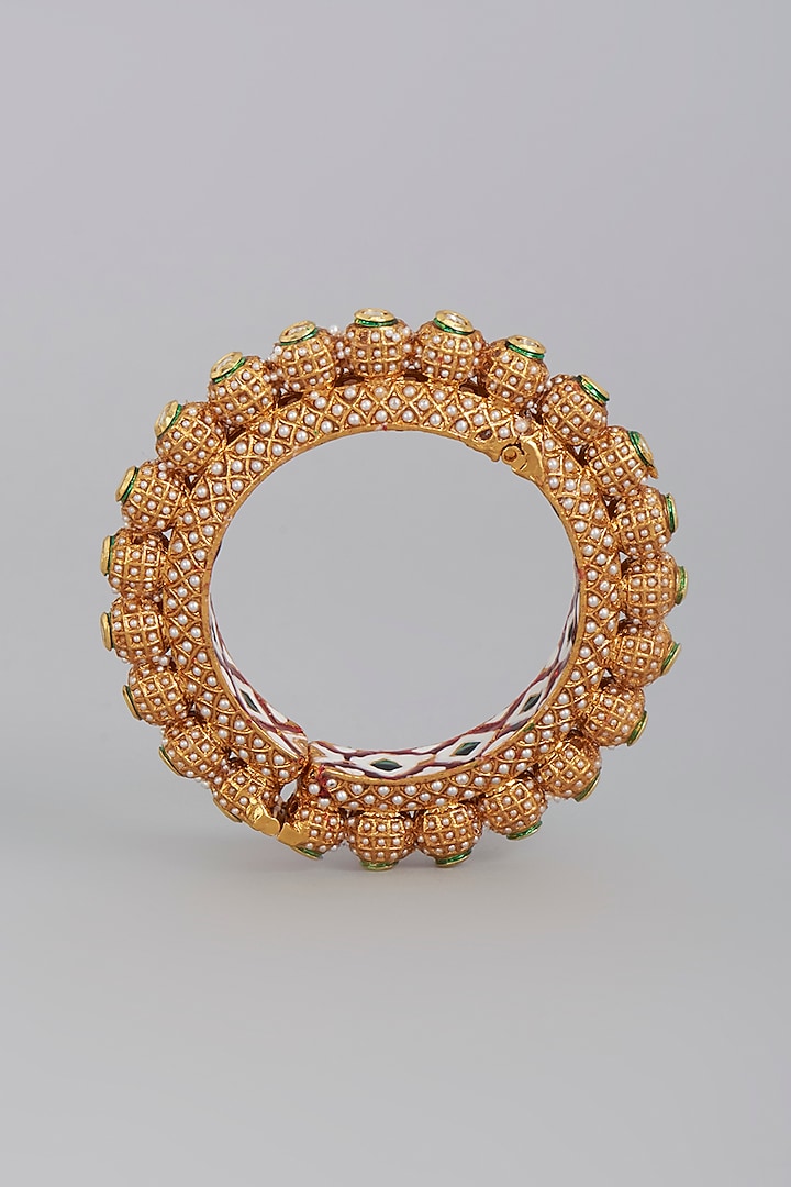 Gold Finish Meenakari Bangle by Tad Accessories at Pernia's Pop Up Shop