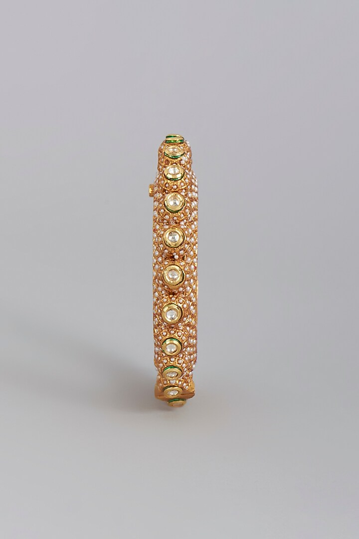 Gold Finish Meenakari Bangle by Tad Accessories at Pernia's Pop Up Shop