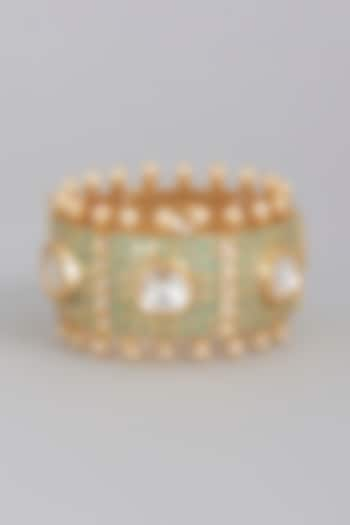 Gold Finish Bangle Set With Imitation Kundan Polki by Tad Accessories at Pernia's Pop Up Shop