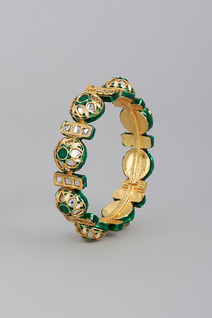 Gold Finish Meenakari Imitation Kundan Polki Bangle by Tad Accessories at Pernia's Pop Up Shop