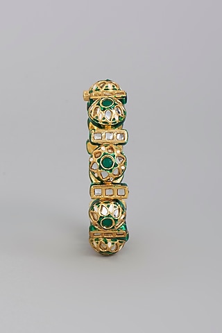 Gold Finish Meenakari Imitation Kundan Polki Bangle by Tad Accessories