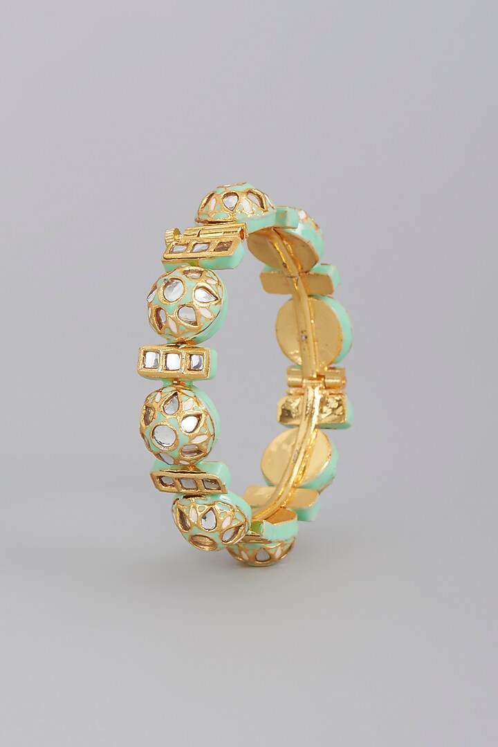 Gold Finish Meenakari Imitation Kundan Polki Bangle by Tad Accessories at Pernia's Pop Up Shop