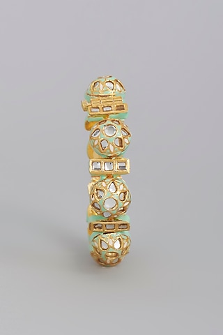 Gold Finish Meenakari Imitation Kundan Polki Bangle by Tad Accessories