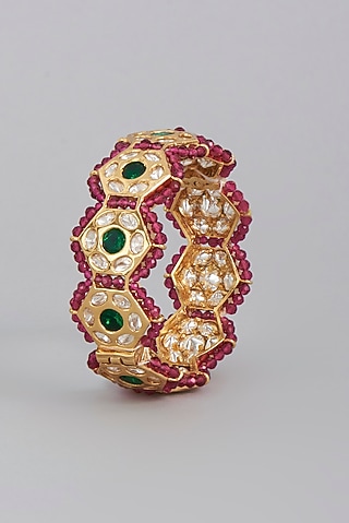 Gold Finish Meenakari Bangle by Tad Accessories