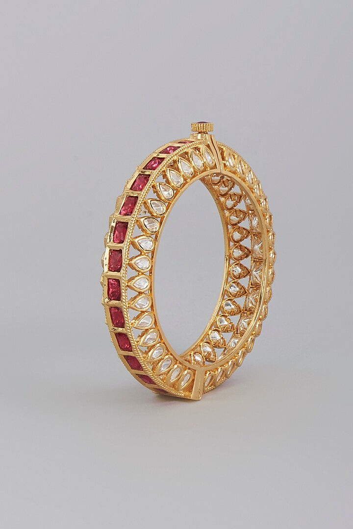 Gold Finish Imitation Kundan Polki Bangle by Tad Accessories at Pernia's Pop Up Shop