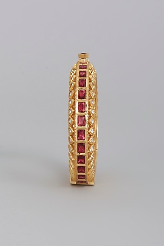 Gold Finish Imitation Kundan Polki Bangle by Tad Accessories