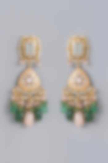 Gold Finish Imitation Kundan Polki Earrings by Tad Accessories at Pernia's Pop Up Shop