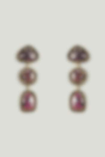 Two-Tone Finish Purple Sapphire Stone Dangler Earrings by Tad Accessories at Pernia's Pop Up Shop