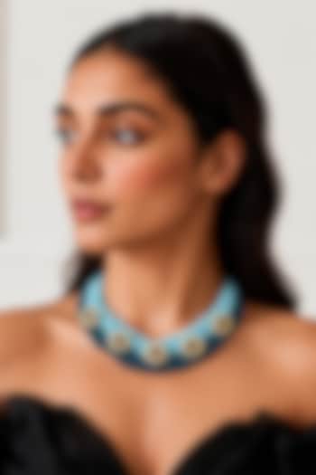 Gold Finish Crystal & Beaded Necklace by Tad Accessories at Pernia's Pop Up Shop