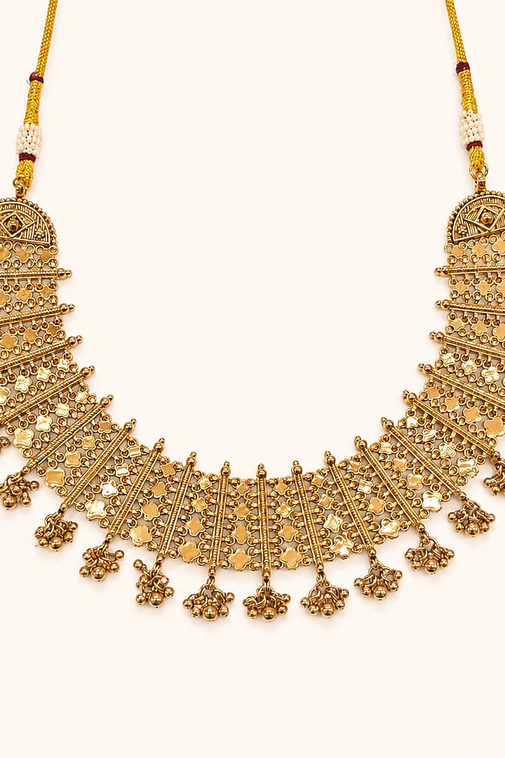 Gold Finish Temple Necklace Set by Tad Accessories at Pernia's Pop Up Shop
