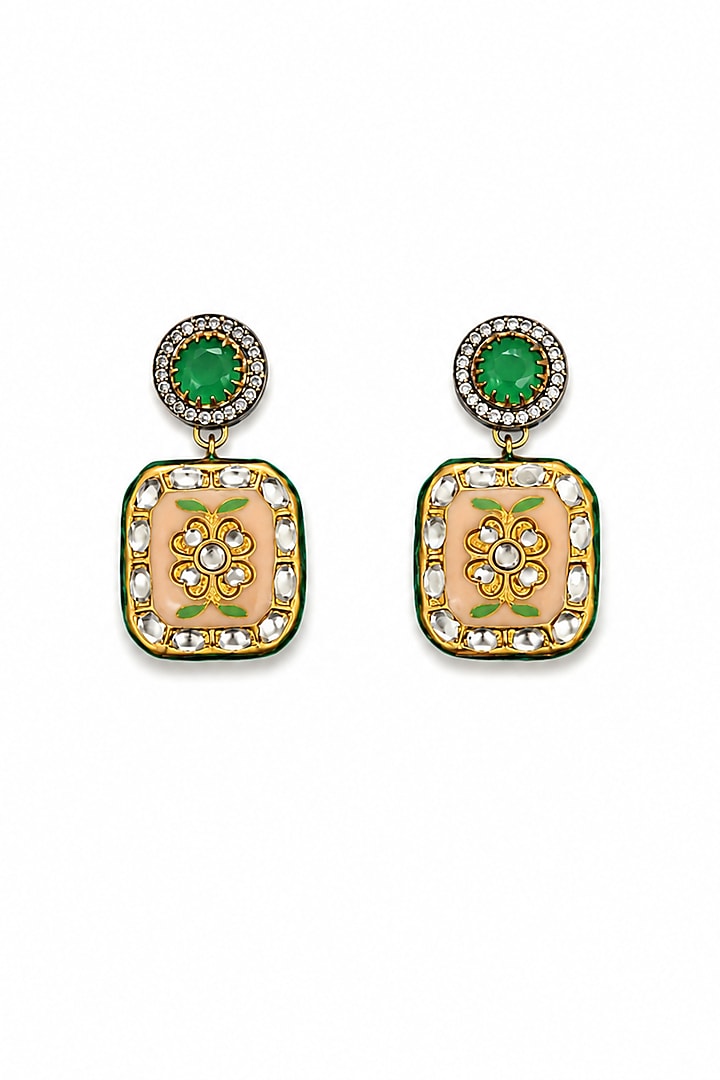 Gold Kundan Polki & Pearl Long Necklace Set by Tad Accessories at Pernia's Pop Up Shop