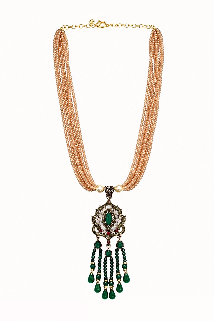 Two-Tone Finish Crystal Beaded Necklace Set by Tad Accessories at Pernia's Pop Up Shop