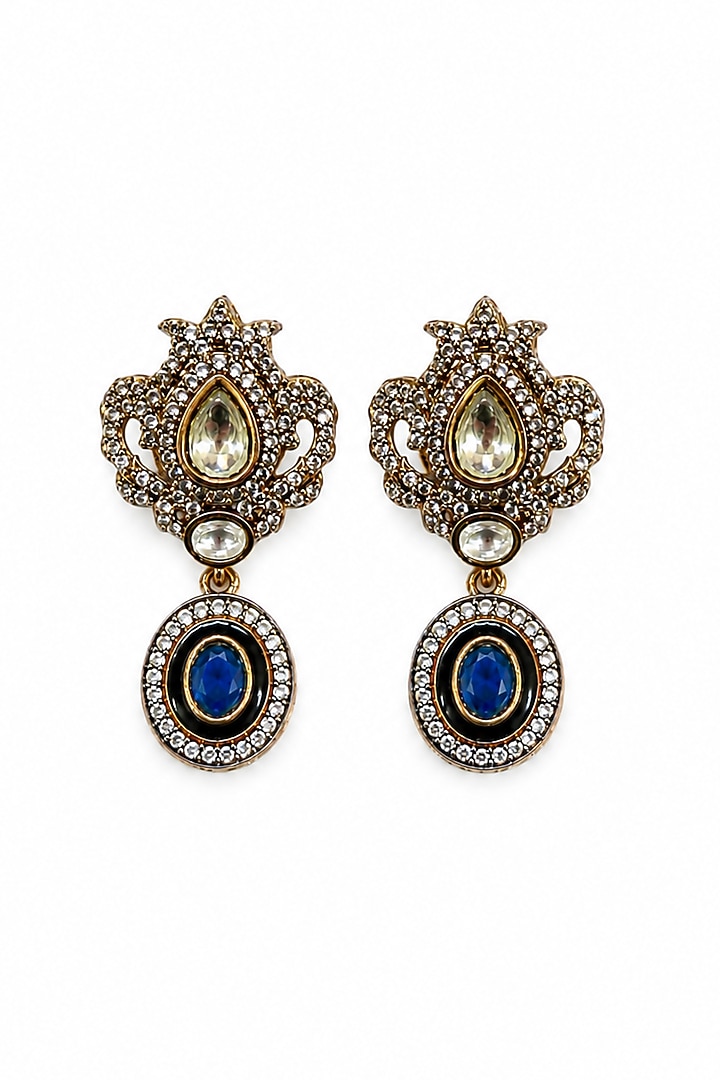 Gold Finish Kundan Polki & Semi Precious Stone Necklace Set by Tad Accessories at Pernia's Pop Up Shop