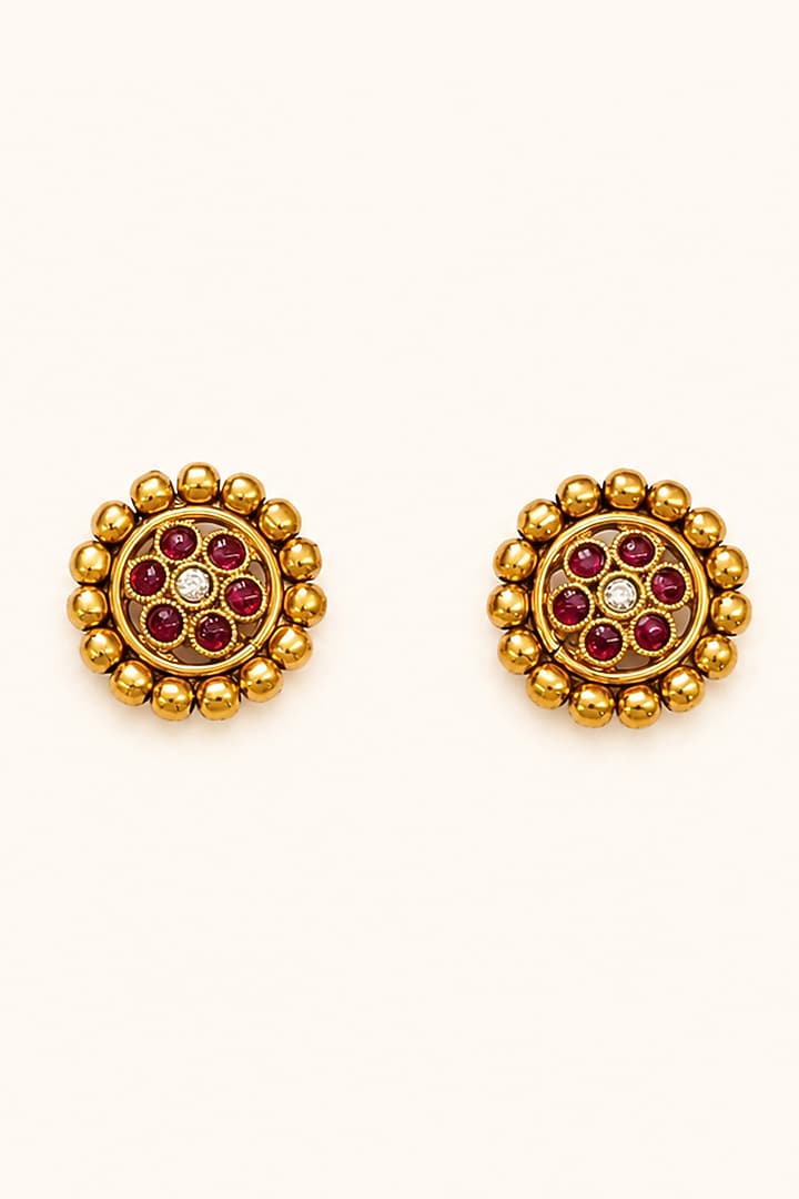 Gold Finish Kundan Polki & Semi Precious Stone Necklace Set by Tad Accessories at Pernia's Pop Up Shop