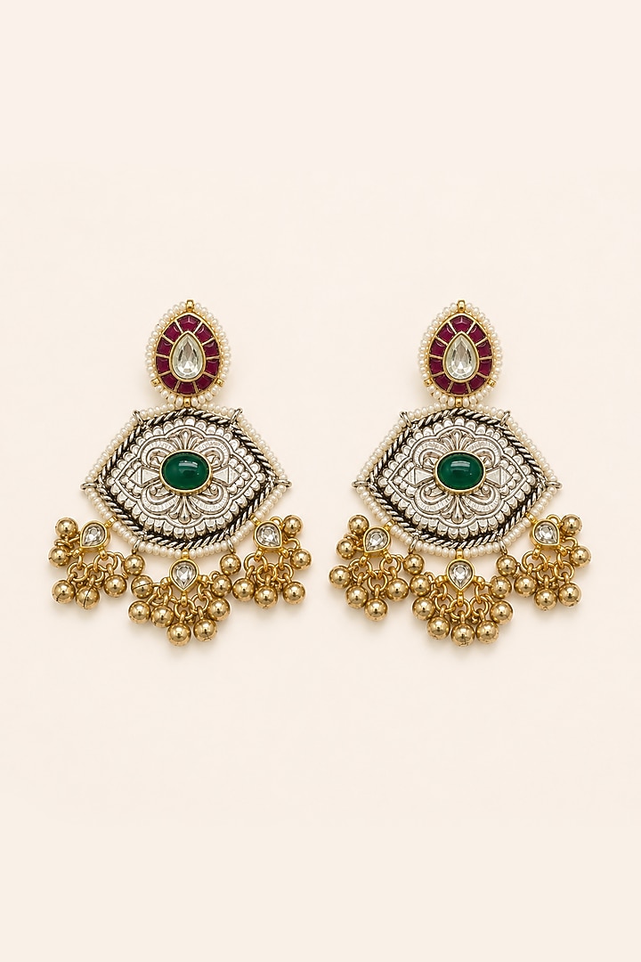Two-Tone Finish Kundan Polki Necklace Set by Tad Accessories at Pernia's Pop Up Shop