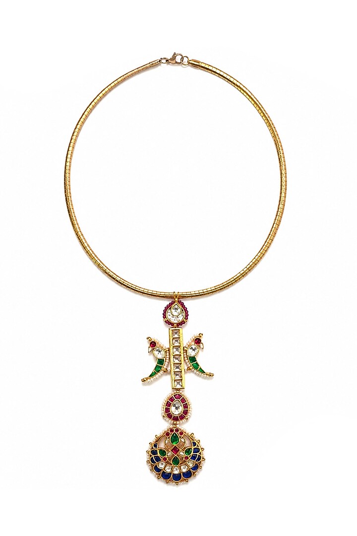 Gold Finis Imitation Polki Necklace by Tad Accessories at Pernia's Pop Up Shop