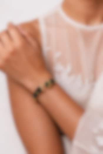 Gold Finish Green Stone Enameled Bangle by Tad Accessories at Pernia's Pop Up Shop