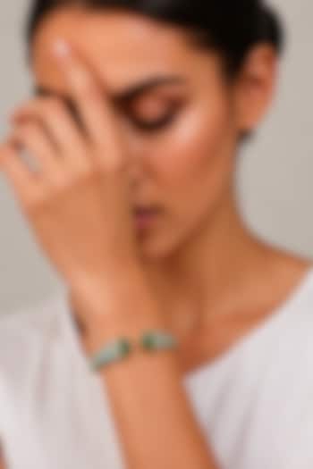 Gold Finish Green Stone Enameled Bangle by Tad Accessories at Pernia's Pop Up Shop