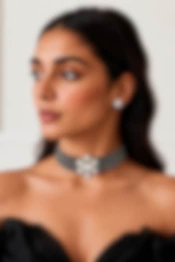 Two-Tone Finish Kundan Polki & Crystal Choker Necklace Set by Tad Accessories at Pernia's Pop Up Shop