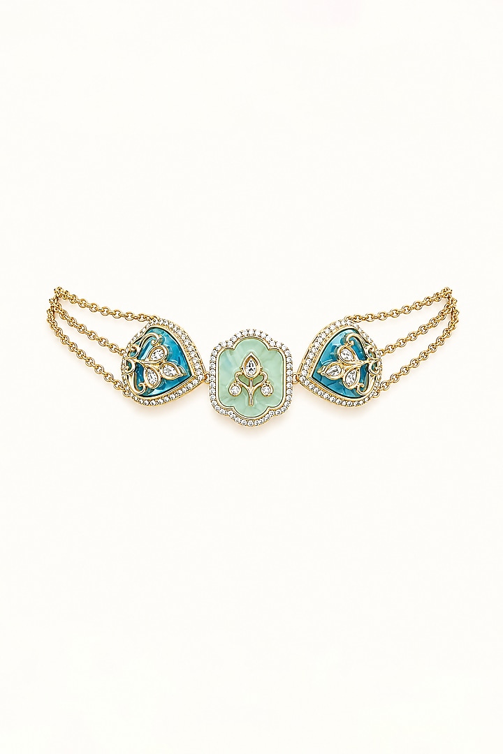 Gold Finish CZ Stone Choker Necklace Set by Tad Accessories at Pernia's Pop Up Shop