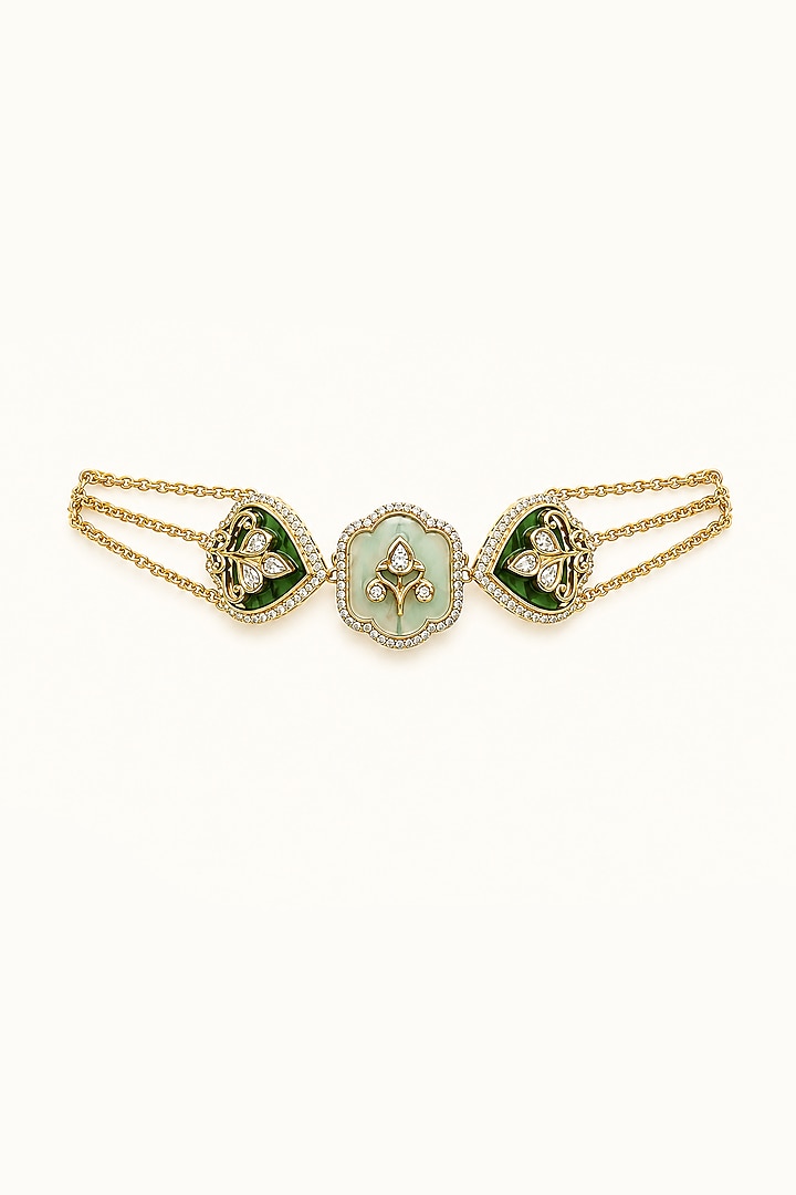 Gold Finish CZ Stone Choker Necklace Set by Tad Accessories at Pernia's Pop Up Shop