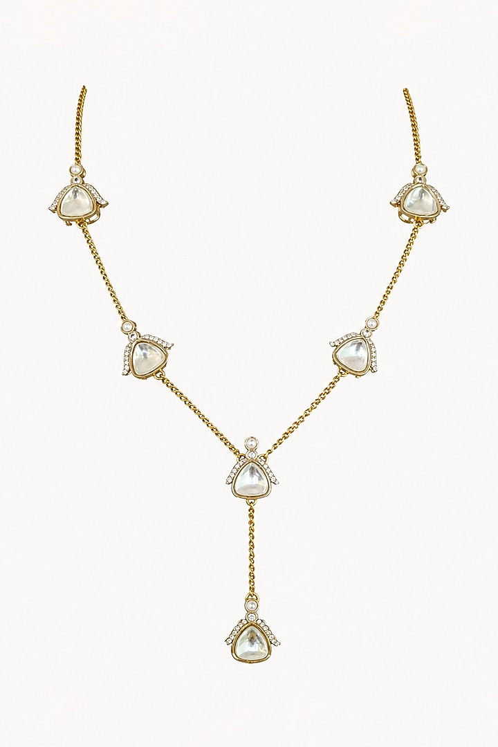 Gold Finish Imitation Polki Necklace Set by Tad Accessories at Pernia's Pop Up Shop