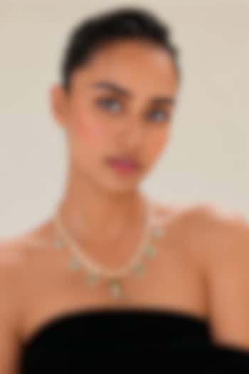 Two-Tone Finish Imitation Polki & Multi-Colored Semi-Precious Stone Necklace by Tad Accessories at Pernia's Pop Up Shop