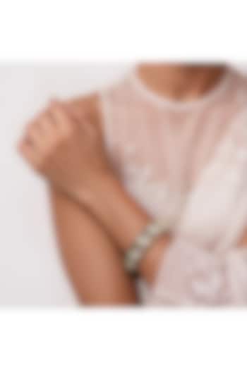 White Finish Imitation Kundan Polki Bangle by Tad Accessories at Pernia's Pop Up Shop