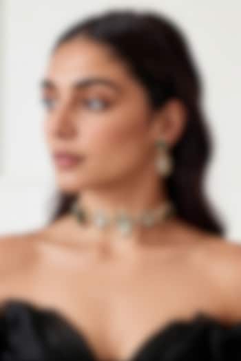 Gold Finish Swarovski Crystal Choker Necklace Set by Tad Accessories at Pernia's Pop Up Shop