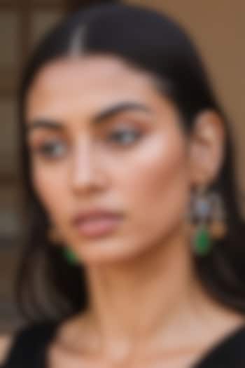 Gold Finish Semi-Precious Stone Dangler Earrings by Tad Accessories at Pernia's Pop Up Shop