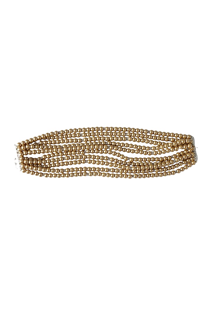 Gold Finish Glass Pearl Choker Necklace by Tad Accessories at Pernia's Pop Up Shop