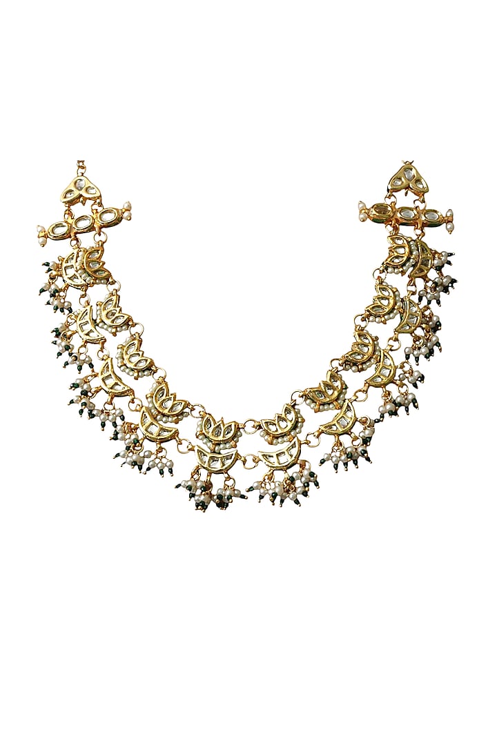 Gold Finish White Imitation Kundan Polki Necklace by Tad Accessories at Pernia's Pop Up Shop