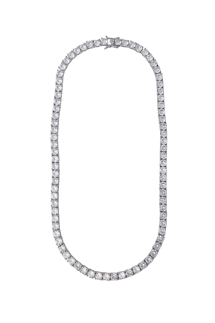 White Finish CZ Stone Necklace by Tad Accessories at Pernia's Pop Up Shop