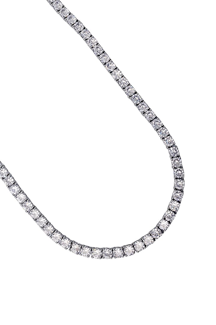White Finish CZ Stone Necklace by Tad Accessories at Pernia's Pop Up Shop