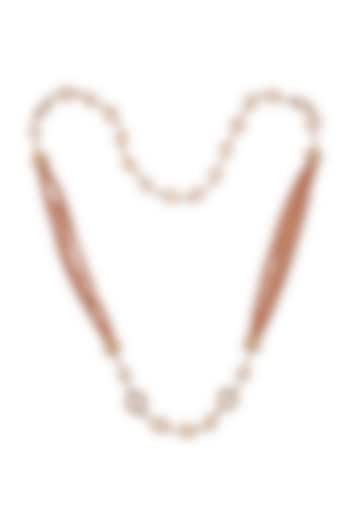 Gold Finish Baroque Pearl Necklace by Tad Accessories