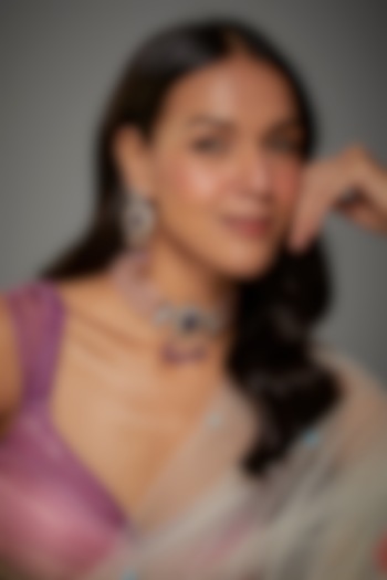 Two-Tone Finish Kundan Polki & Semi-Precious Stone Choker Necklace Set by Tad Accessories at Pernia's Pop Up Shop